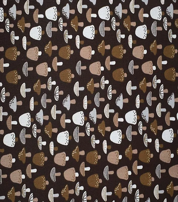 In the Wild Mushrooms on Brown Cotton Fabric by Quilter's Showcase