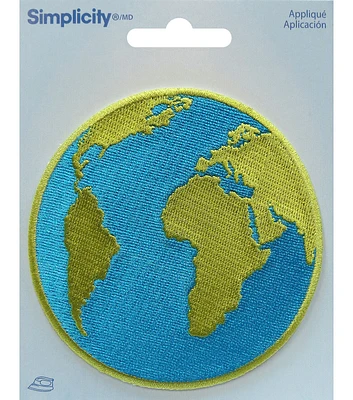 Simplicity Embroidered Globe Iron On Patch