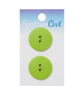 Spectrum Cool 1" Lime Green Round 2 Hole Buttons 2pk