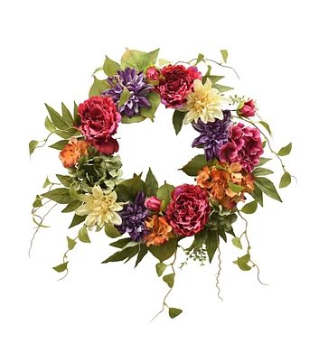 20" Purple & Pink Peony Wreath by Bloom Room