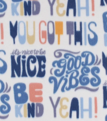 Positive Words Blizzard Prints Fleece Fabric