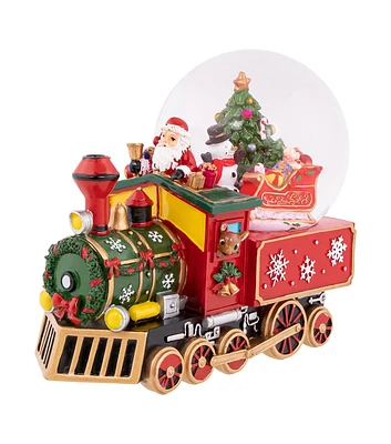 Northlight 8.25" Christmas Santa Driving Musical Train Snow Globe