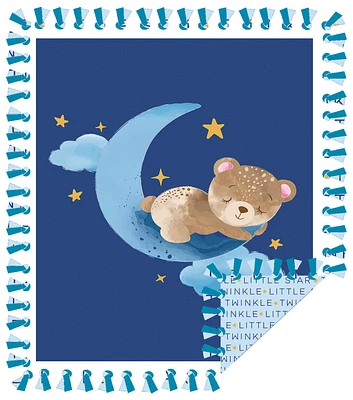 48" Wide Sleeping Bear No Sew Fleece Blanket