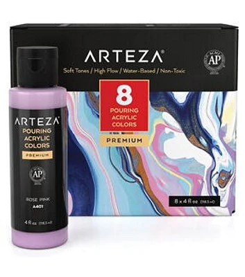 Arteza Pouring Acrylic Paint, Soft Tones - Set of 8