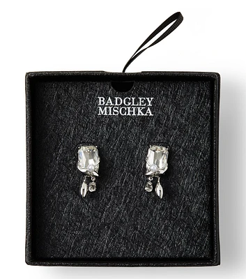 Badgley Mischka Crystal Stone & Pearl Post Earrings