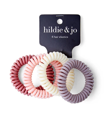 2" Pink Elastic Coiled Hair Ties 4ct by hildie & jo