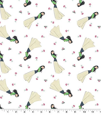 Disney Princess Mulan Lillies Cotton Fabric