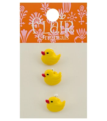 Flair Originals 9/16" Yellow Duck Shank Buttons 3pk