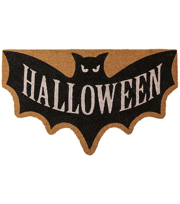 Northlight 18" x 30" Natural Coir Halloween Bat Shaped Doormat