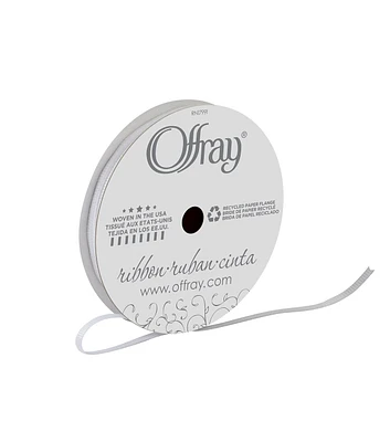 Offray 1/8" x 12' White Grosgrain Ribbon