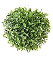 Northlight 5" Green and Silver Glitter Artificial Boxwood Ball Topiary