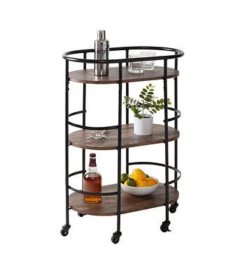 Honey Can Do 35" Black 3 Tier Rolling Bar & Serving Cart