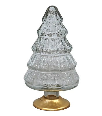 7" Clear & Gold Glass Christmas Tree by Place & Time