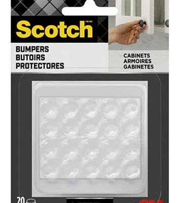 Scotch 0.5" Clear Self Stick Rubber Bumper Pads 20pc