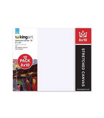 KINGART Stretched Canvas 8" x 10" 12 Pack