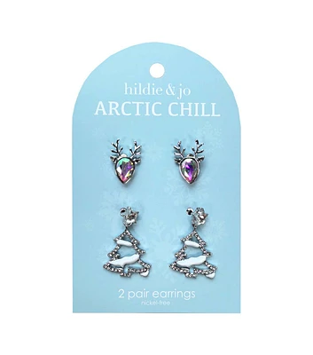 2ct Christmas Silver Reindeer Tree Earrings by hildie & jo