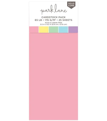 25 Sheet 3.5" x 8.5" Pastel Slimline Cardstock Paper Pack by Park Lane