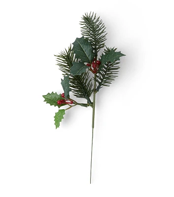 10" Christmas Green Pine Leaf & Berry Pick Green Red I4 by Bloom Room