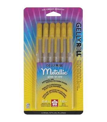 Gelly Roll Metallic Pens 6 Pkg Gold