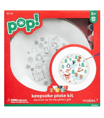 10" Christmas Ceramic Plate Paint Kit With Paint & Brush by POP!