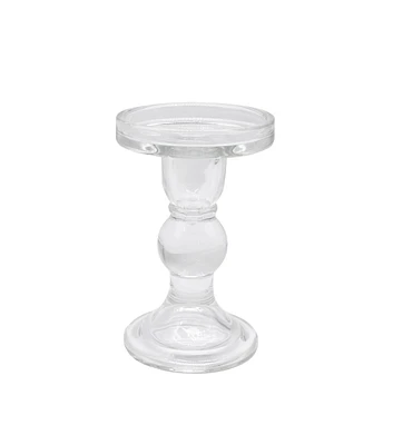 5" Glass Ornate Pillar Candle Holder by Place & Time