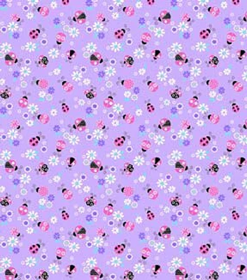 Fabric Traditions Ladybugs & Daisies on Purple Novelty Cotton Fabric