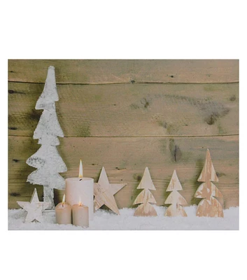 Northlight 12" x 16" Christmas LED Winter Wooden Trees Canvas Wall Art