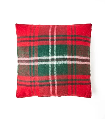 18" x 18" Christmas Tartan Plaid Pillow by Place & Time