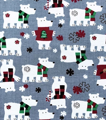 Polar Bears in Sweaters Super Snuggle Christmas Flannel Fabric