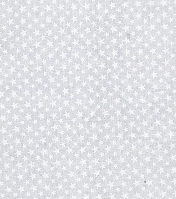 Patriotic White Stars on White Cotton Fabric