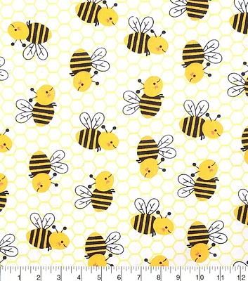 Novelty Cotton Fabric Happy Bees