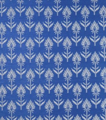 Floral Oasis Lapis Jacquard Outdoor Fabric