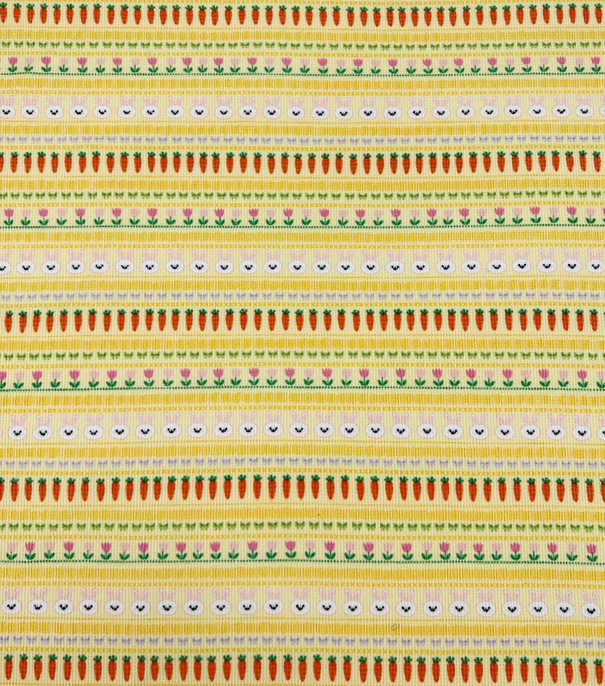 Easter Yellow Bunny Fair Isle Waffle Knit Fabric by POP!