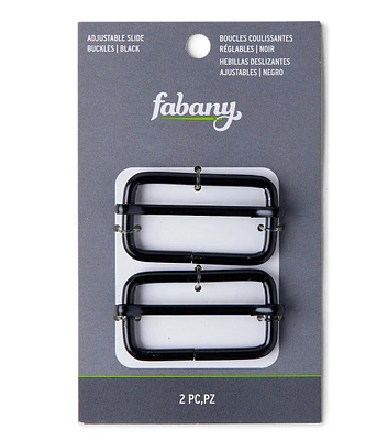 1.5" Black Adjustable Slide Buckles 2ct by Fabany