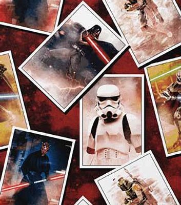 Star Wars Villains Poster Stack on Red Cotton Fabric