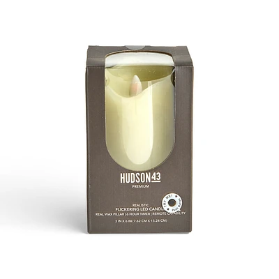 3" x 6" LED Ivory Wave Edge Pillar Candle by Hudson 43