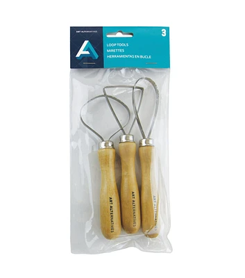 Art Alternatives 3pc Stainless Steel Loop Tools With Wood Handles