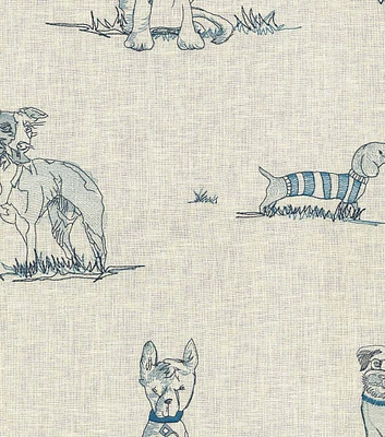 PKL Studio Dog Days Porcelain Embroidered Novelty Upholstery Fabric