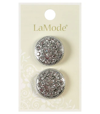 La Mode 7/8" Round Rhinestone Buttons 2pk