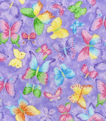 Fabric Traditions Butterfly Purple Novelty Glitter Cotton Fabric