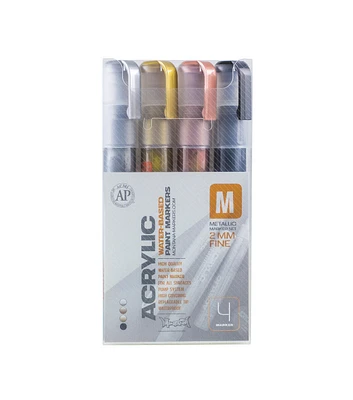 Montana Acrylic 4 Color Metallic Marker Set Fine