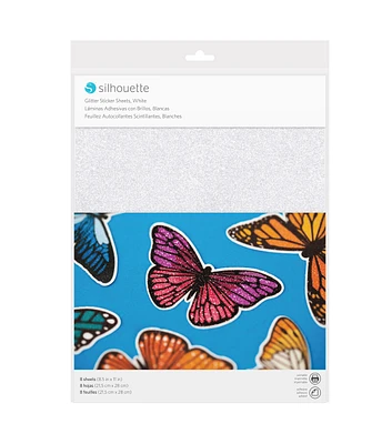 Silhouette White Glitter Sticker Sheets