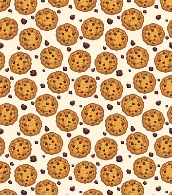 Chocolate Chip Cookies on White Novelty Cotton Fabric