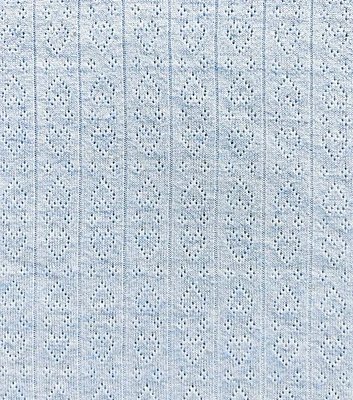 Blue Hearts Pointelle Knit Fabric by POP!