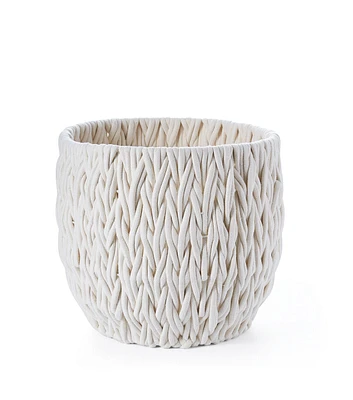 16" White Cotton Rope Woven Basket by Place & Time