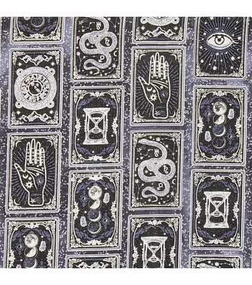 Tarot Cards Halloween Glitter Cotton Fabric