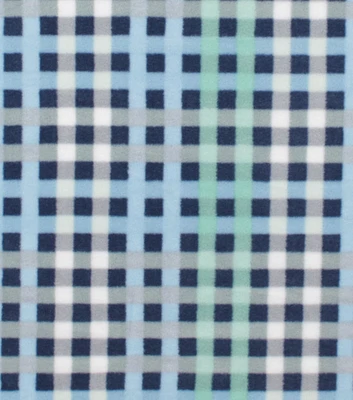 Mint & Blue Plaid Anti Pill Fleece Fabric