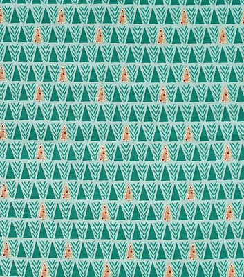 Cookie Trees on Green Christmas Cotton Fabric