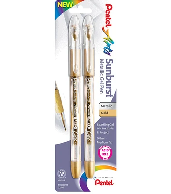 Pentel Sunburst Metallic Gel Pens Gold 2pk