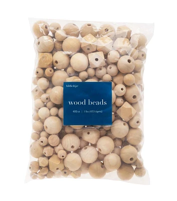 1lb Mixed Shape Wood Beads 400pc by hildie & jo